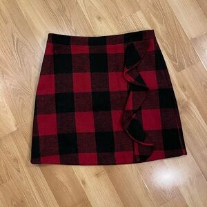 J. Crew Red and Black Checkered Mini Skirt